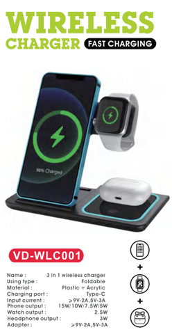 VEN DENS 3 IN 1 WIRELESS CHARGER