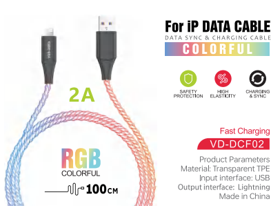 VEN DENS COLORFUL 2A USB TO LIGHTNING CABLE